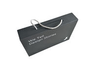 جعبه بسته بندی تاشو جعبه سیاه و سفید لوگو سفارشی با کشیدن طناب پیچ خورده تامین کننده