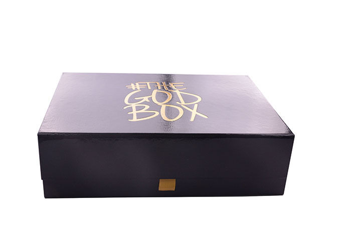 جعبه هدیه تاشو با جعبه هدیه جعبه با جعبه سیاه و علامت طلایی داغ تامین کننده